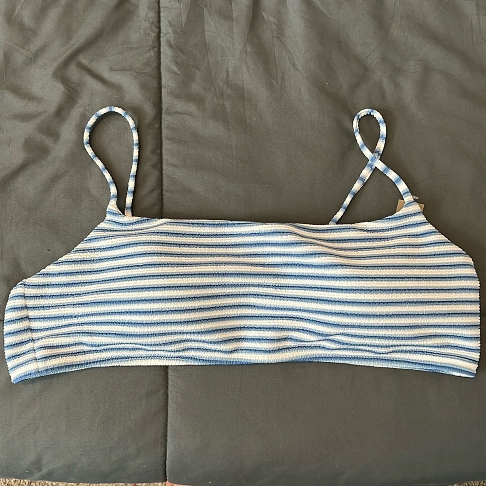 JCrew Textured Scoopneck Bikini Top Striped Size 2X NWT